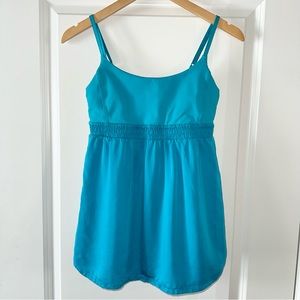 Lululemon Empire Waist Bliss Tank in Blue Surge Teal with Built in Bra size 6